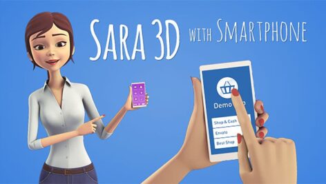 پروژه افترافکت معرفی اپلیکیشن با کاراکتر سه بعدی سارا