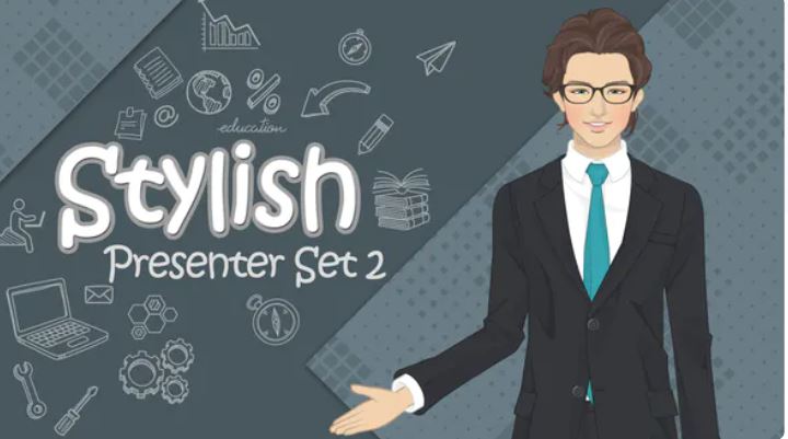 پروژه افترافکت کارکتر موشن گرافیک Stylish Presenter Set 2